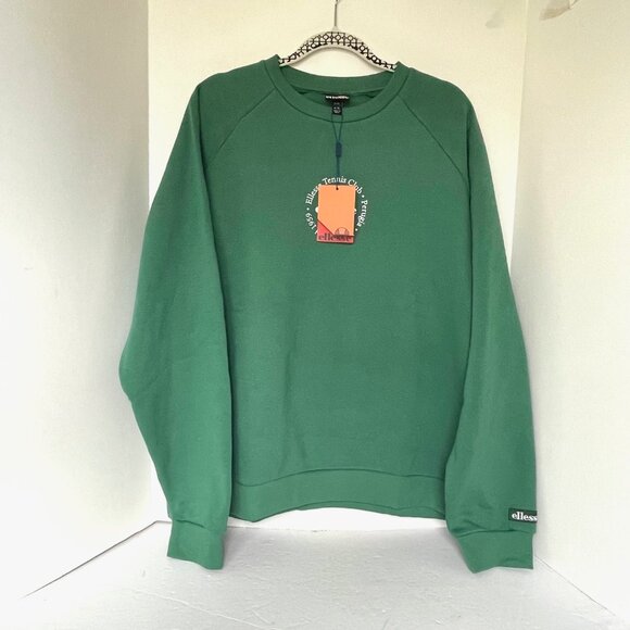 Ellesse Tennis Club Voliero Sweatshirt Mens XL Green Crew Neck Unisex Perugia - Picture 3 of 7